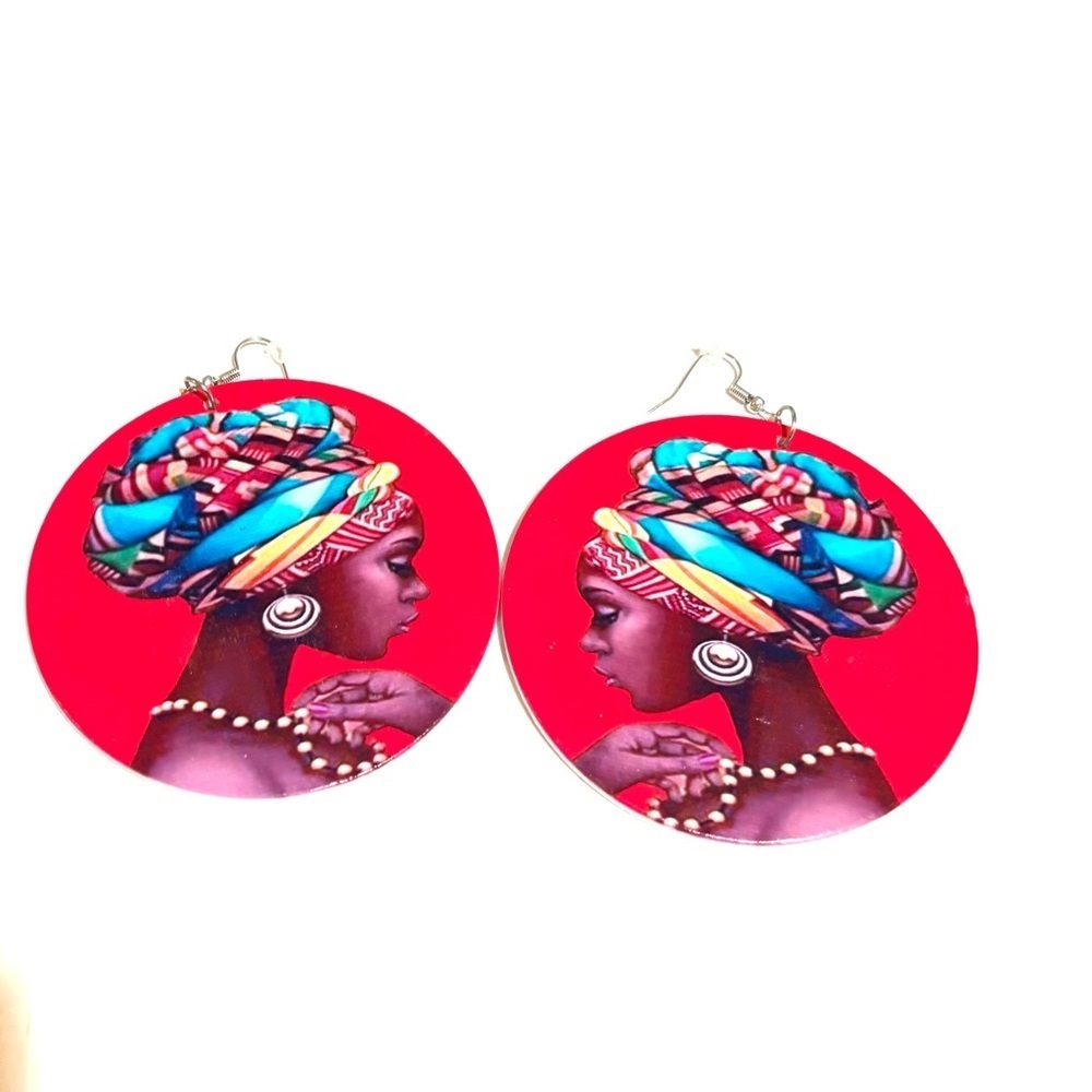 Red and Blue Artistic Earrings
